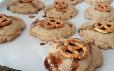 Plant-based Salted Caramel Filled Pretzel Cookies